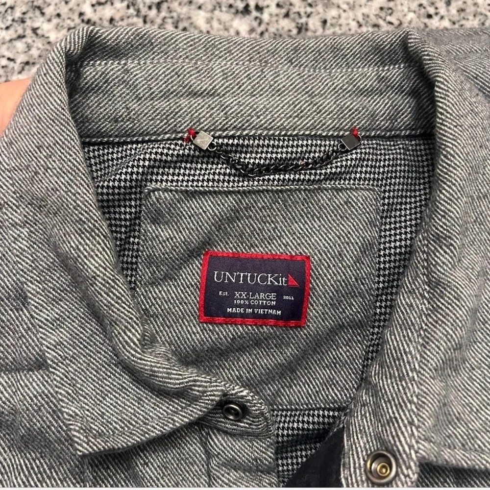 Untuckit Quilted Shirt Jacket‎ Men's Gray Shacket Size 2X
